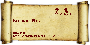 Kulman Mia névjegykártya